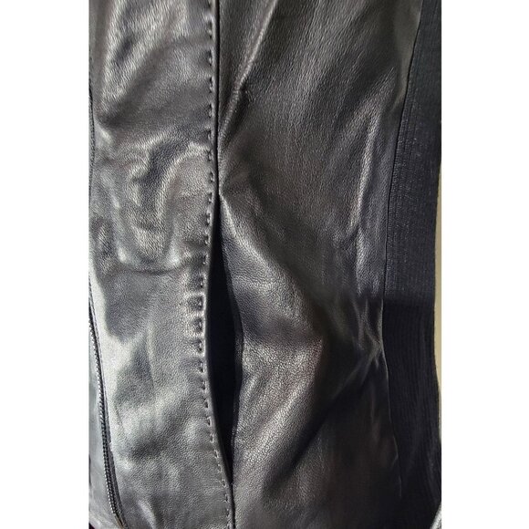 Vince Lamb Leather Moto Jacket Asymmetrical Zip, Knit Panels, Women’s Size M - Picture 8 of 13